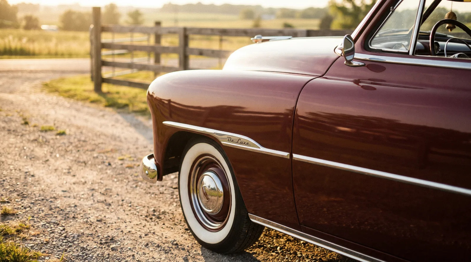 1951 Chevrolet Styleline De Luxe sport coupe showing the stainless side molding along the front fender and door