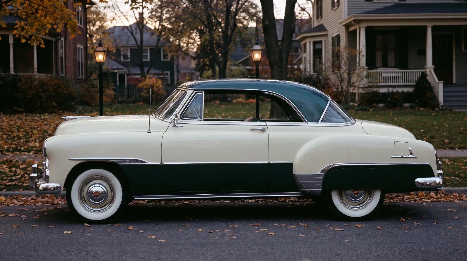 1951 Chevrolet Bel Air hardtop with both side windows lowered, showing the open pillarless side of the body