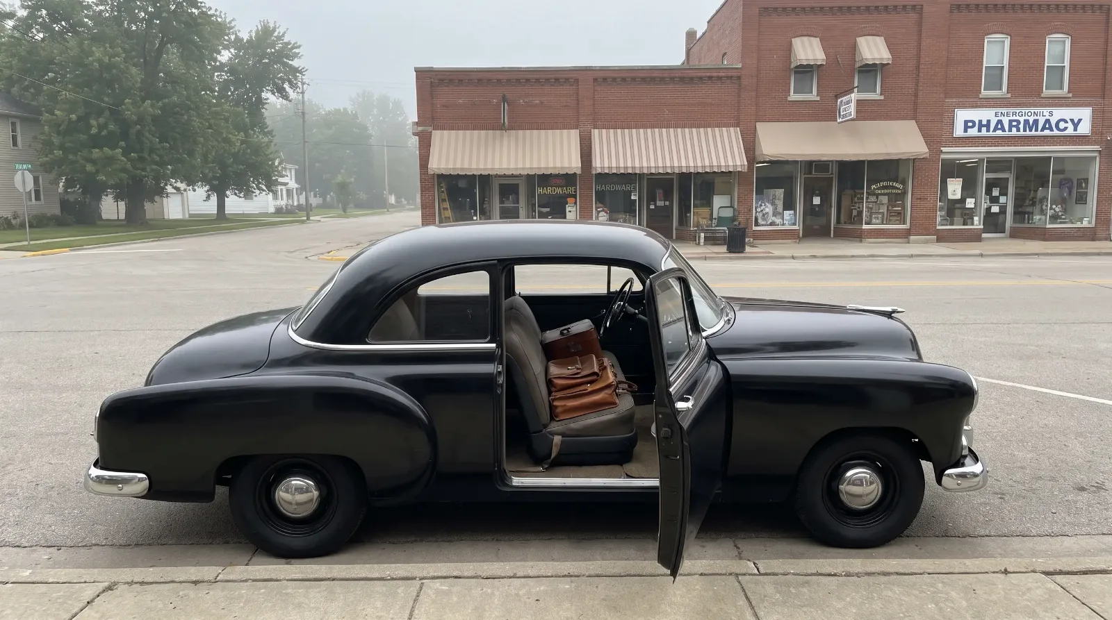 1951 Chevrolet Styleline business coupe with sample cases stacked where the rear seat would be